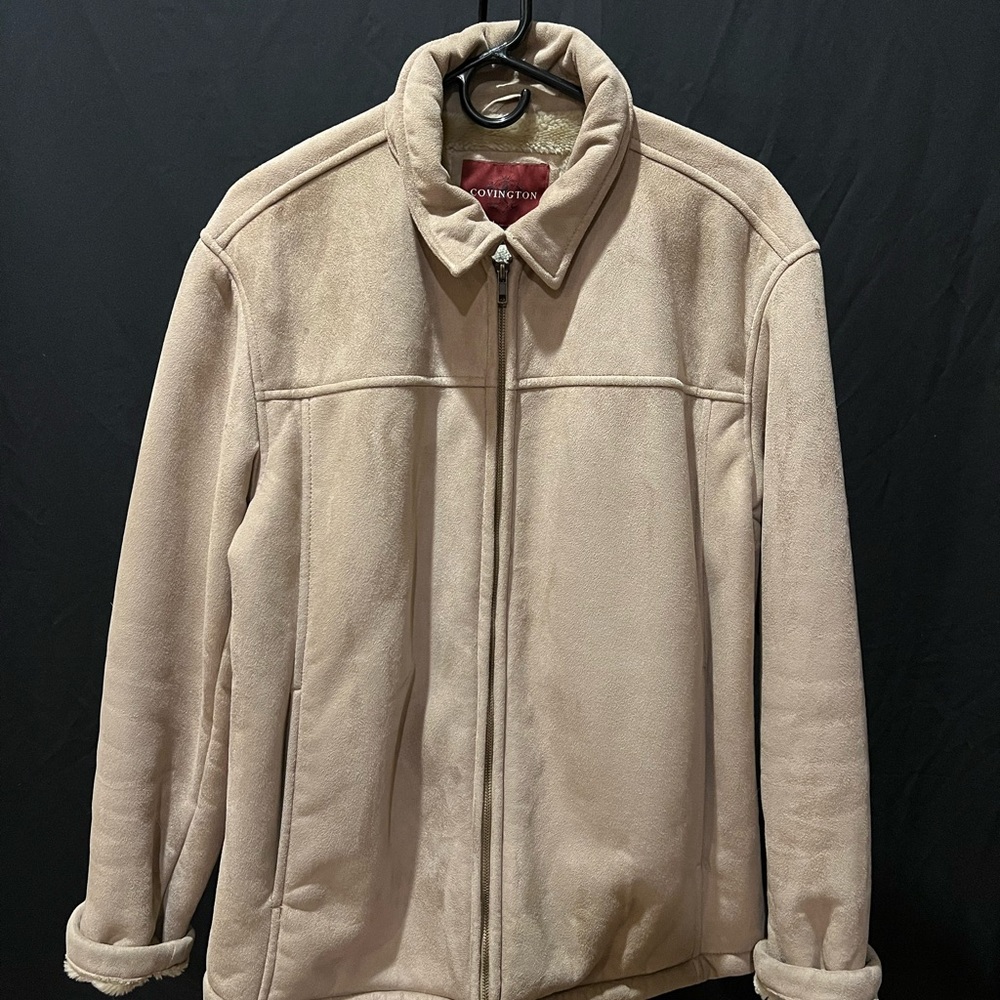 Unisex Suede/Faux Fur Lined Beige Jacket